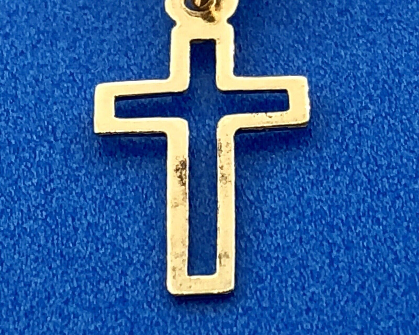 Retro 14K Yellow Gold Cross Cutout Religious Communion Dangle Stud Earrings