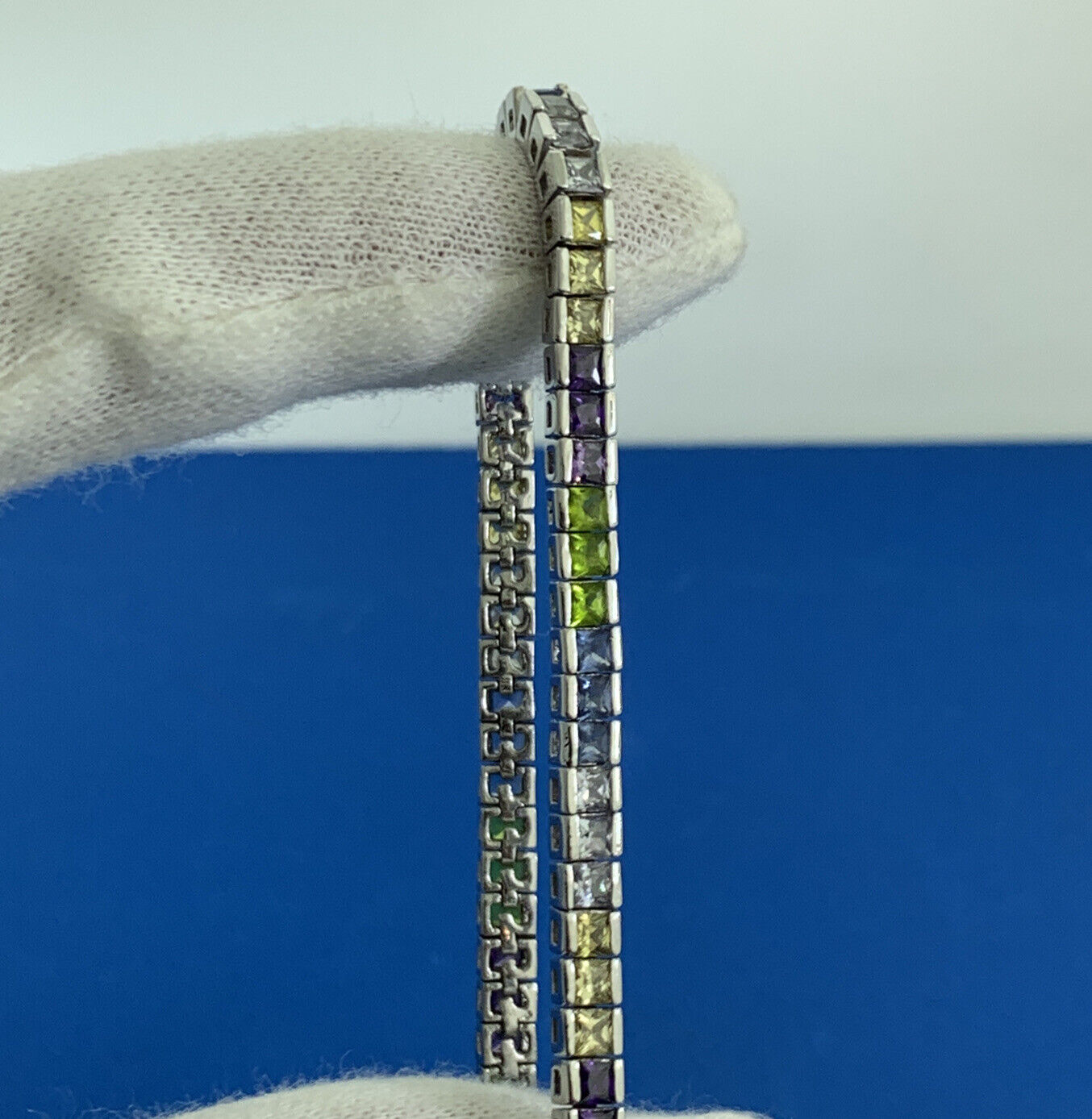 FAS Citrine White Purple Amethyst Peridot Blue Tourmaline Sterling Tennis Bracel