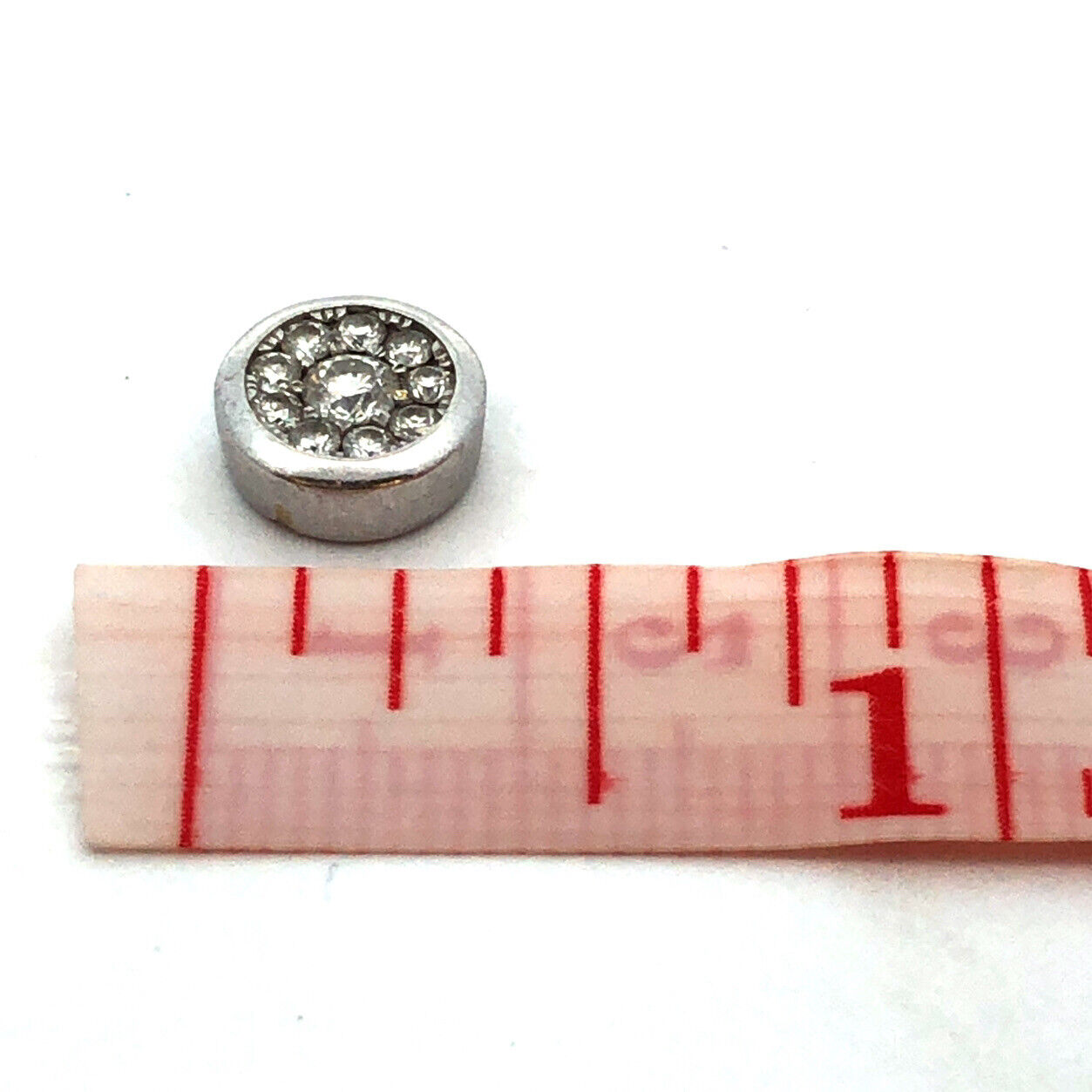 Designer 14K White Gold Round Diamond Cluster Round Slide Pendant