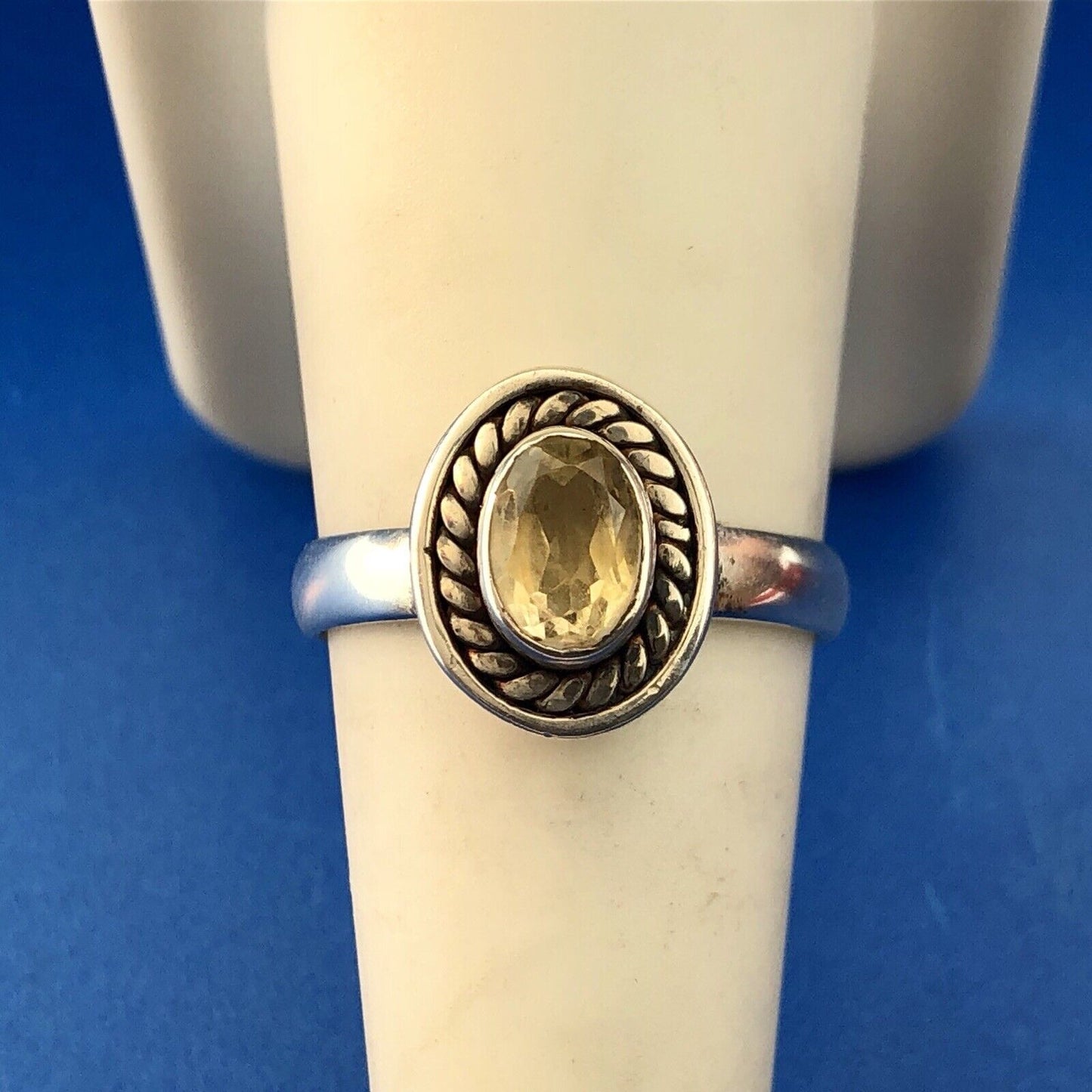 Retro Sterling Silver 925 Oval Citrine November Anniversary Birthstone Ring