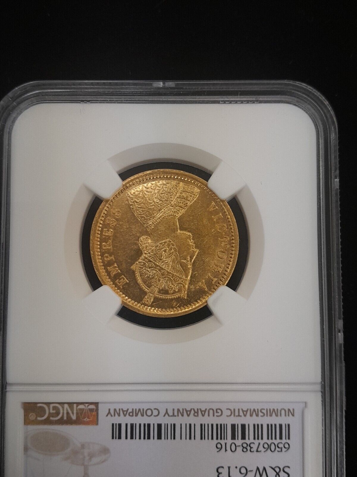 1885 C British India Mohur S & W - 6.13 NGC MS62 Gold Coin