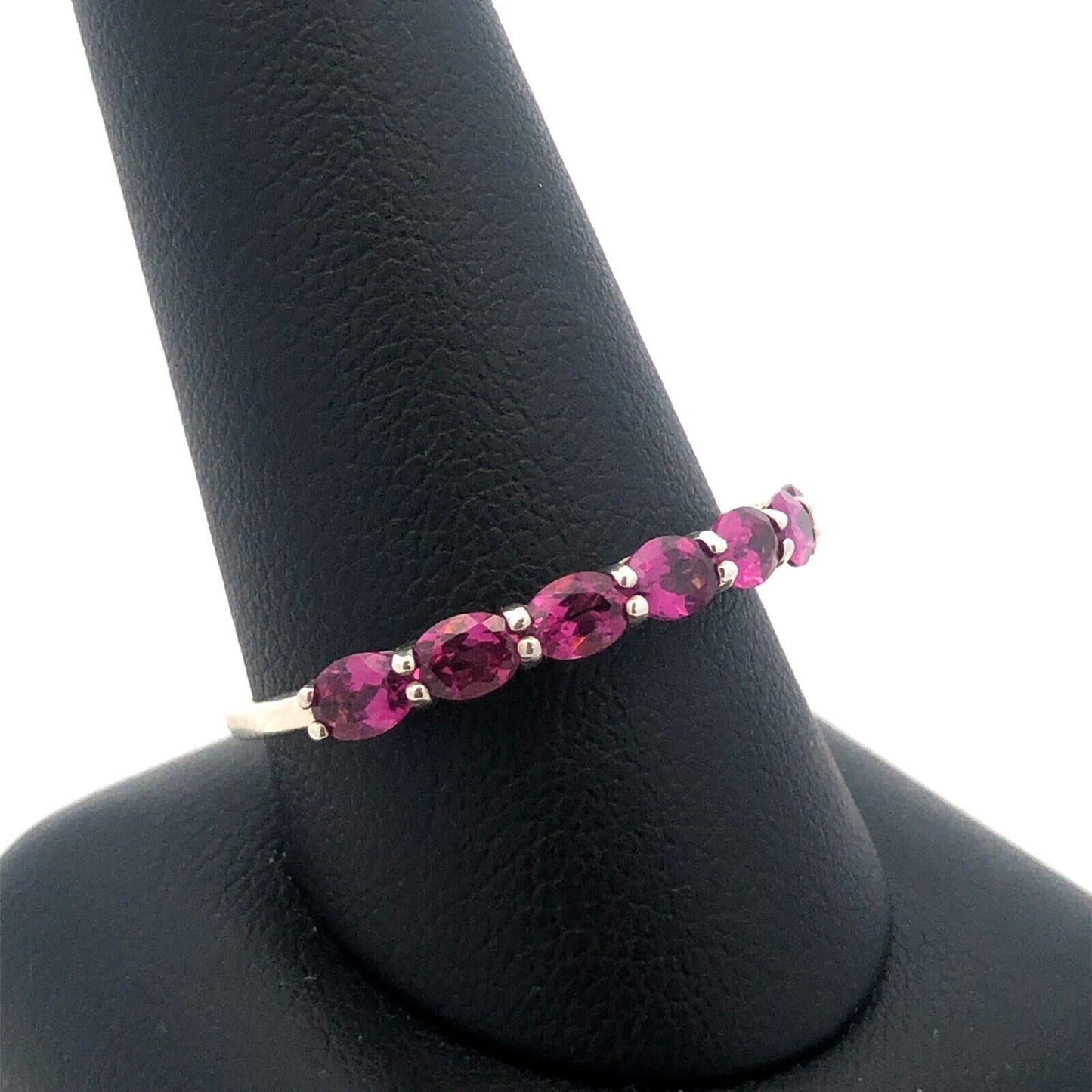 Designer STS 925 Sterling Silver Oval Pink Tourmaline Stackable Band Ring