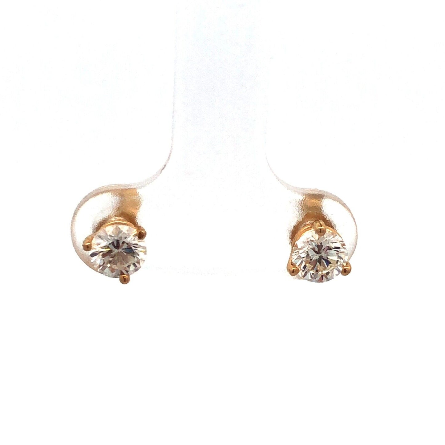 Designer 14K Yellow Gold Round Diamond Stud Earrings