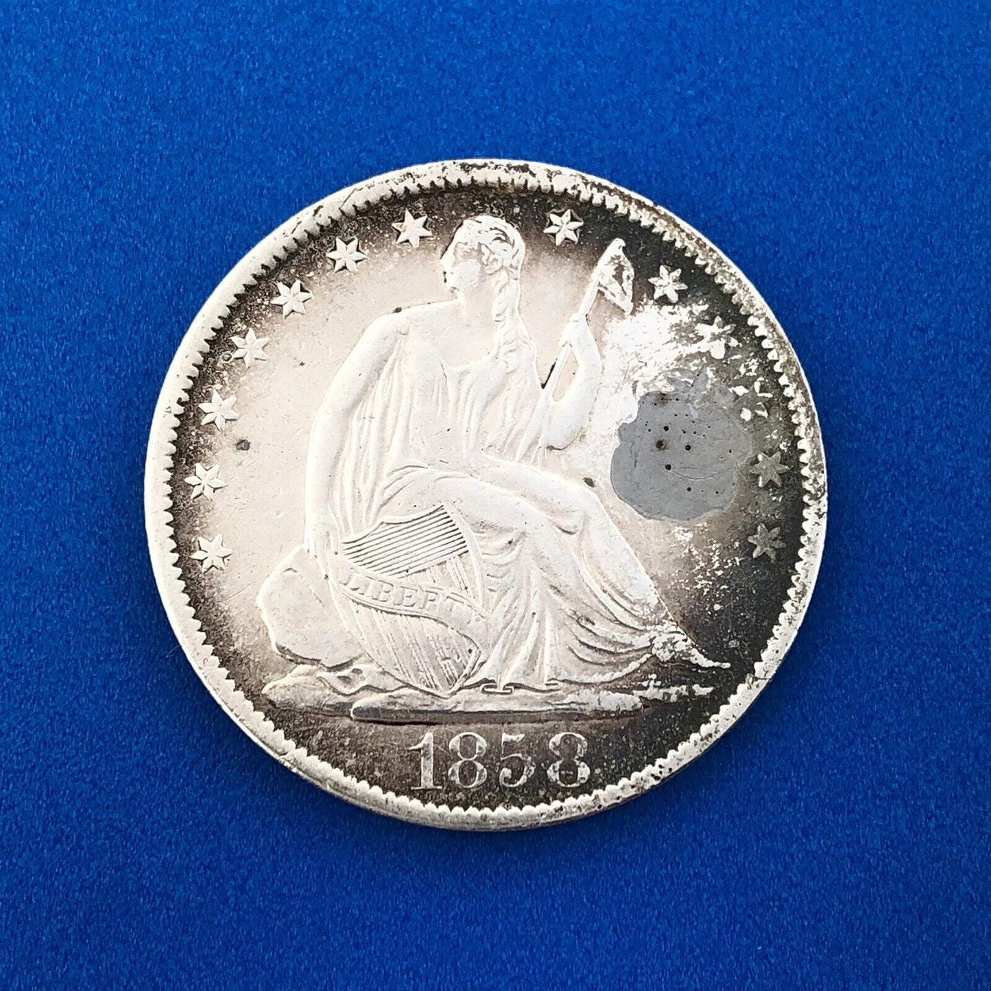 1858 O Silver Seated Liberty Half Dollar New Orleans Possible Lamination Error