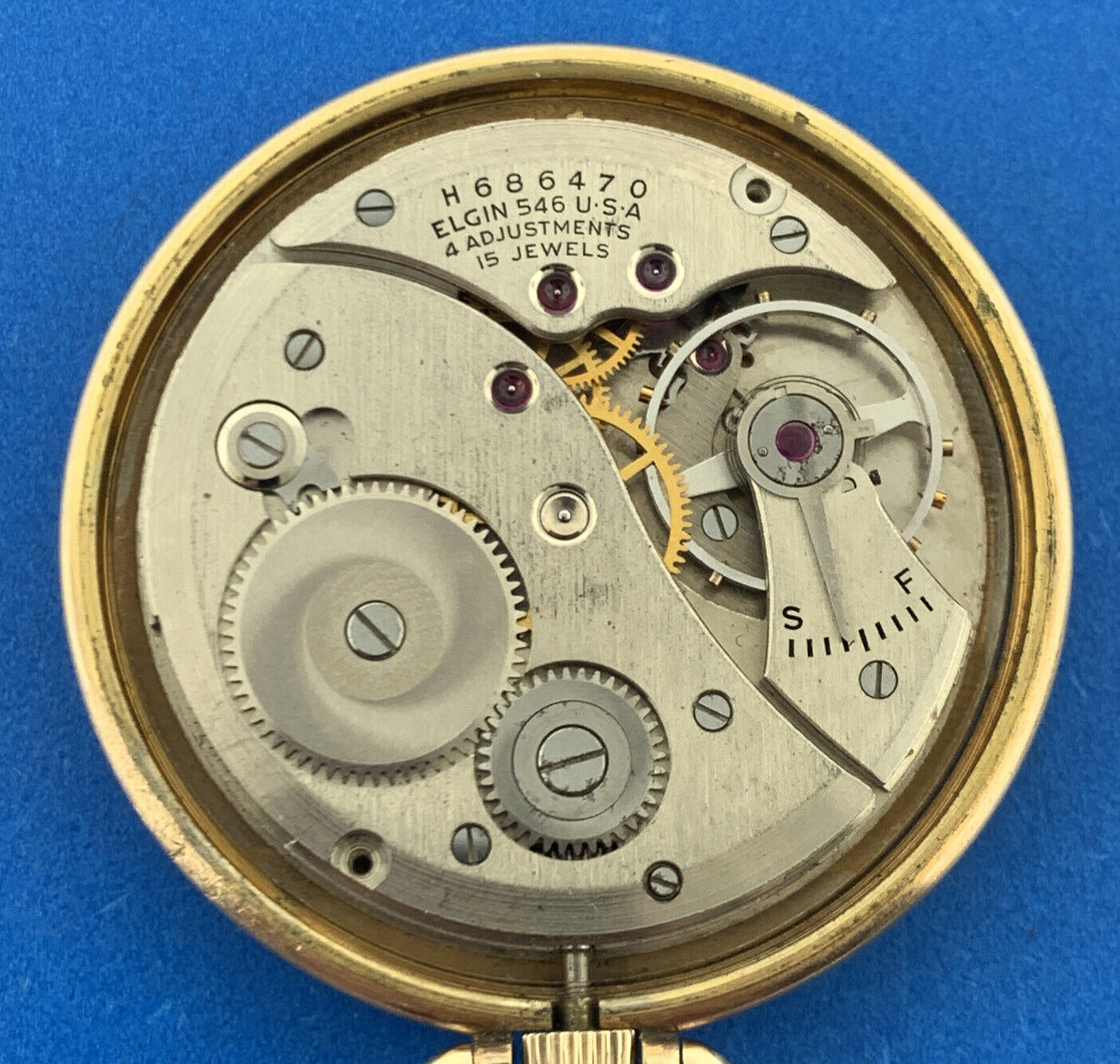 1950 Mid Century Elgin 10K Rolled Gold Grade 546 Model 5 Working Pocket Watch