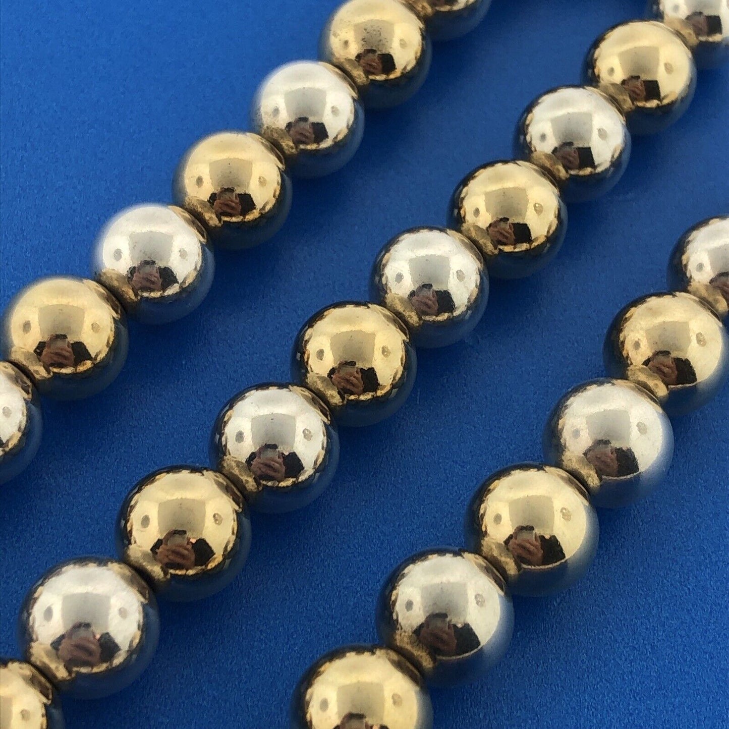 Stunning Sterling Silver 925 Vermeil Bead Sphere Ball 18" Strand Necklace