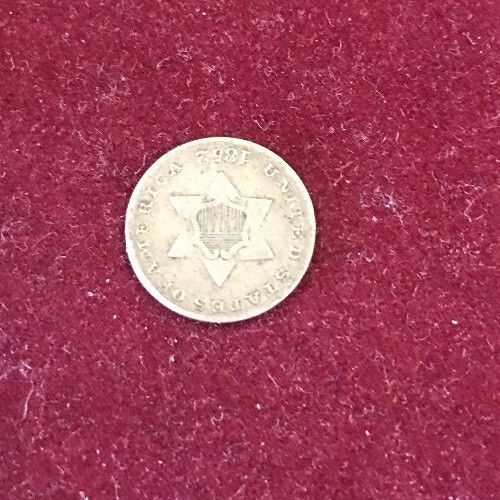 1852 Three 3 Cent Silver Piece Type 1 Trime Coin