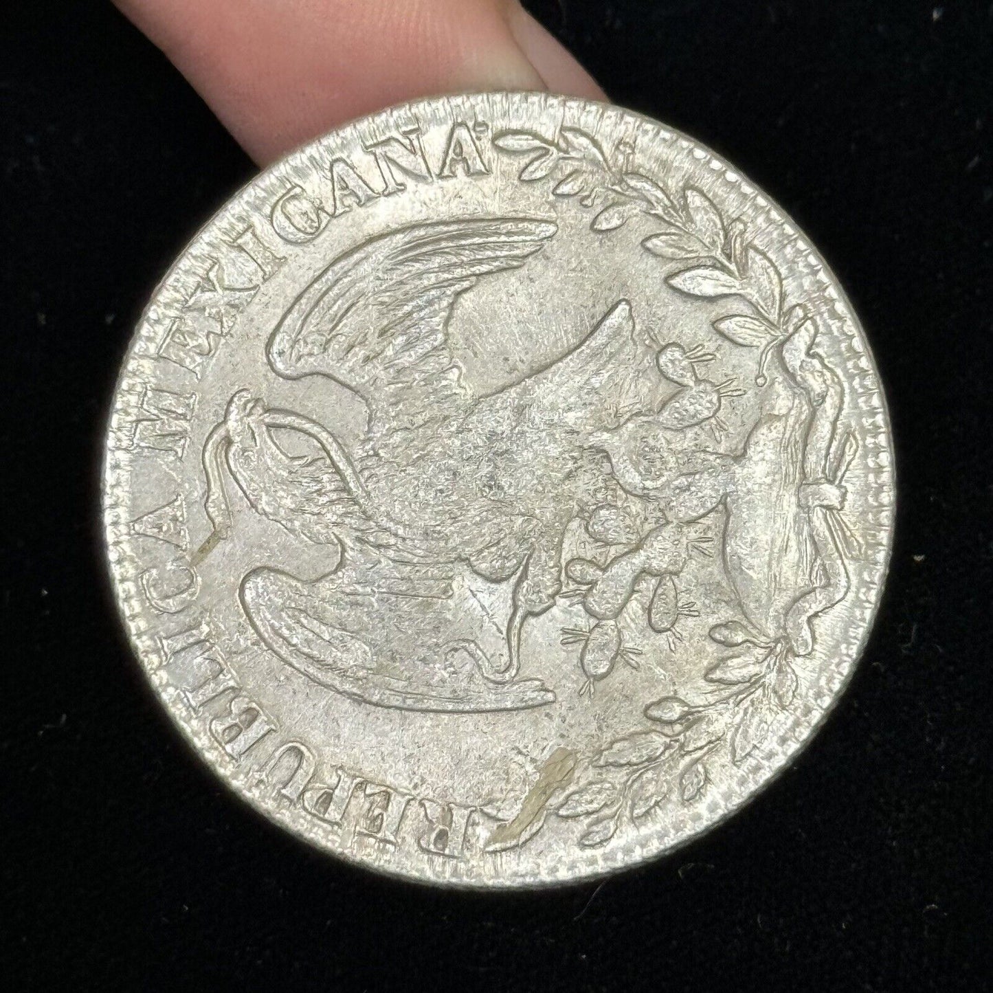 1837 Go Guanajuato Mexico 8 Reales P.J. Cap & Rays Libertad .903 Silver Coin