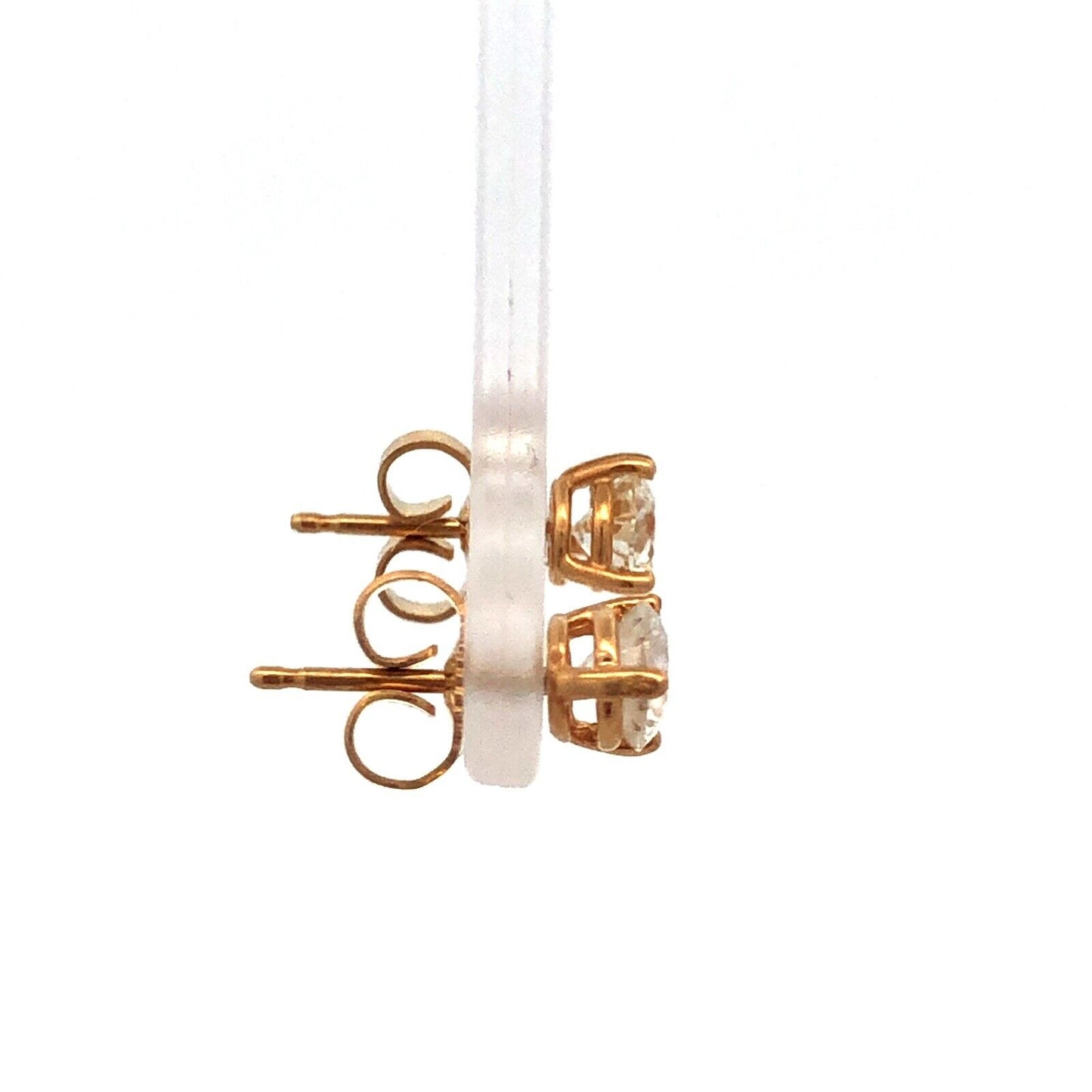 Designer 14K Yellow Gold Round Diamond Stud Earrings