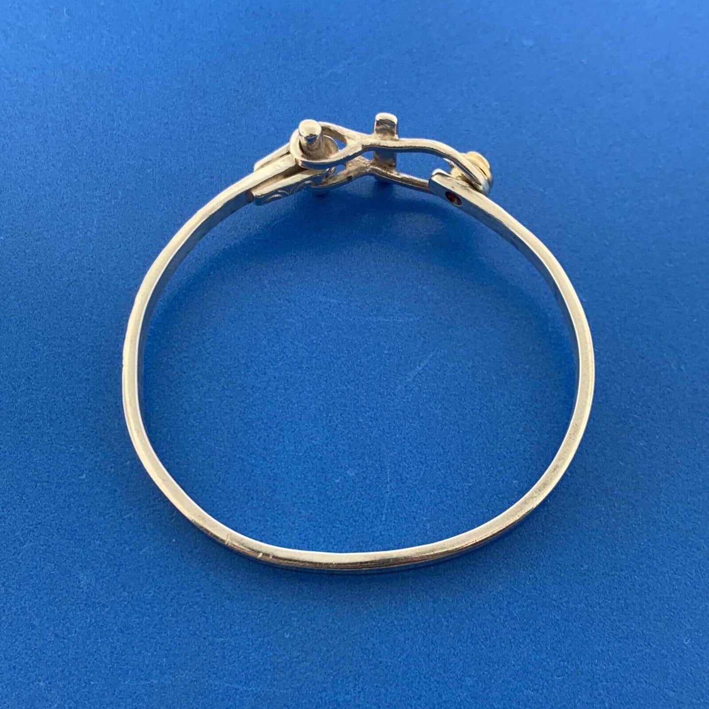 Sun Lyon Studio 925 Sterling Silver 14K Gold Ruby Hand Wrought Cuff Bracelet