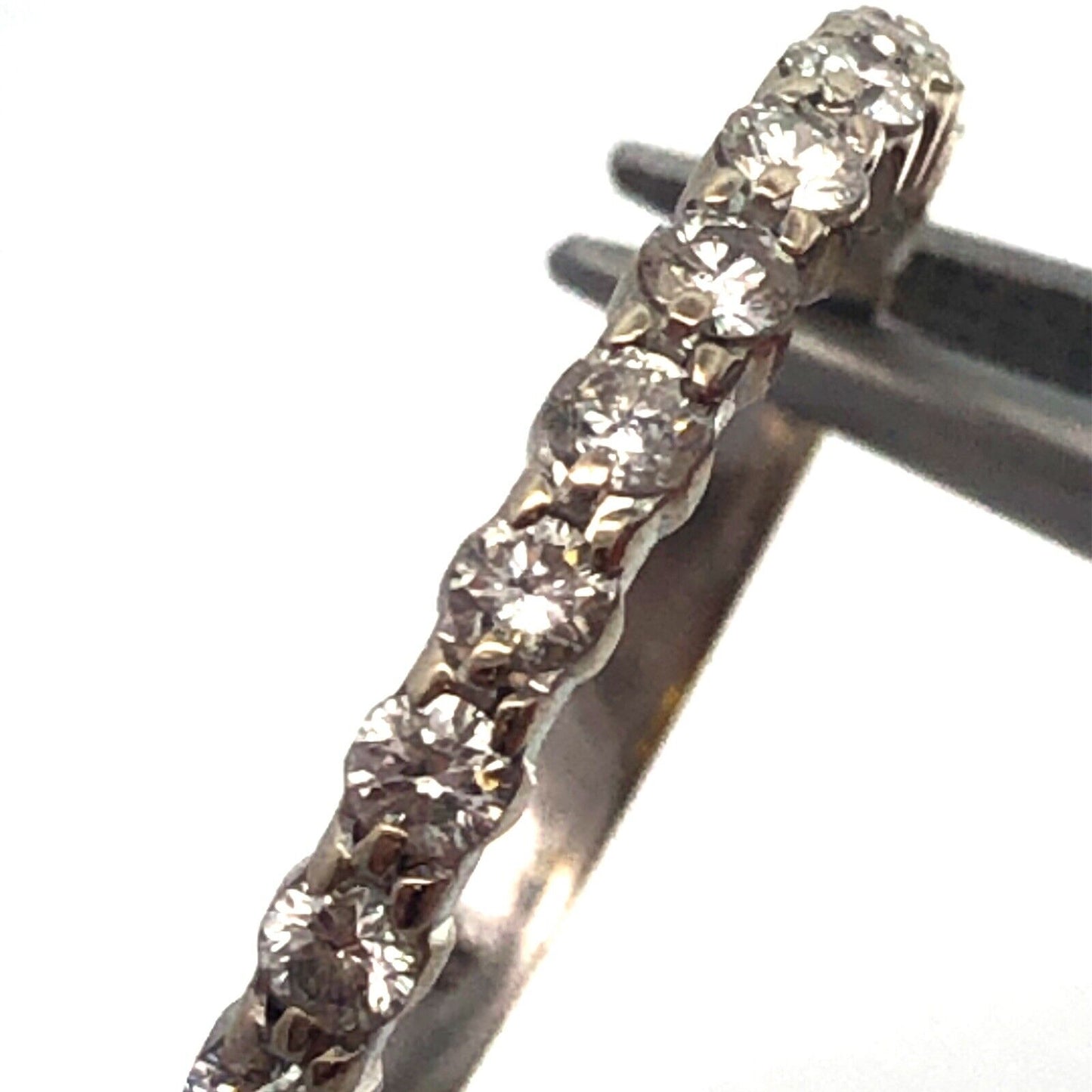 Designer 14K White Gold Round Diamond Stackable Wedding Band Ring