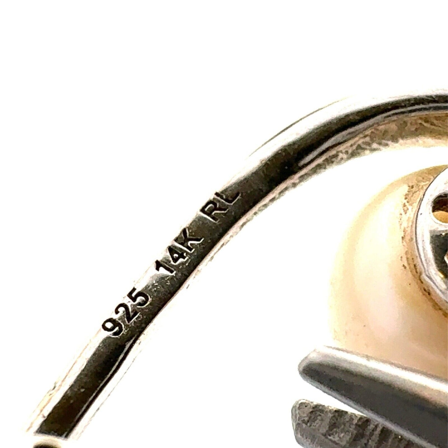 Designer RL 925 Sterling Silver 14K Gold Two Tone Pearl Infinity Pendant
