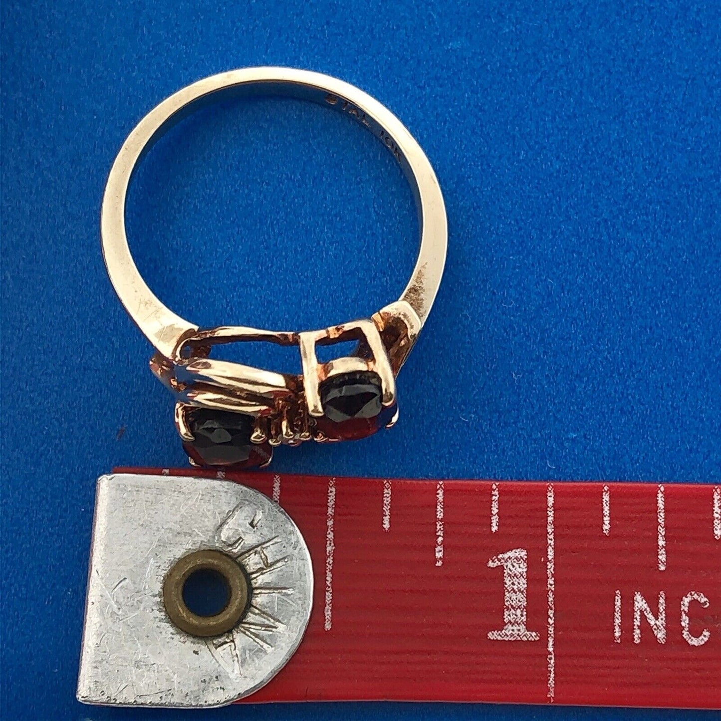 Retro Designer 10K Yellow Gold Garnet Diamond January Anniversary Bypass Ring