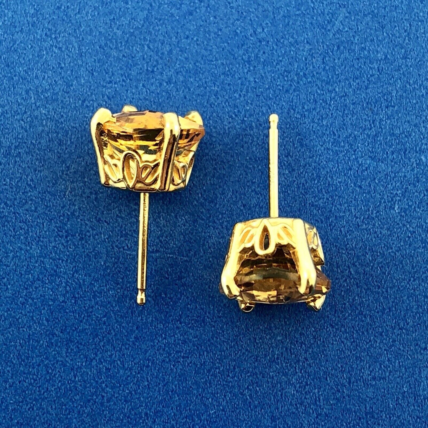 14K Yellow Gold Citrine November Anniversary Occasion Statement Stud Earrings
