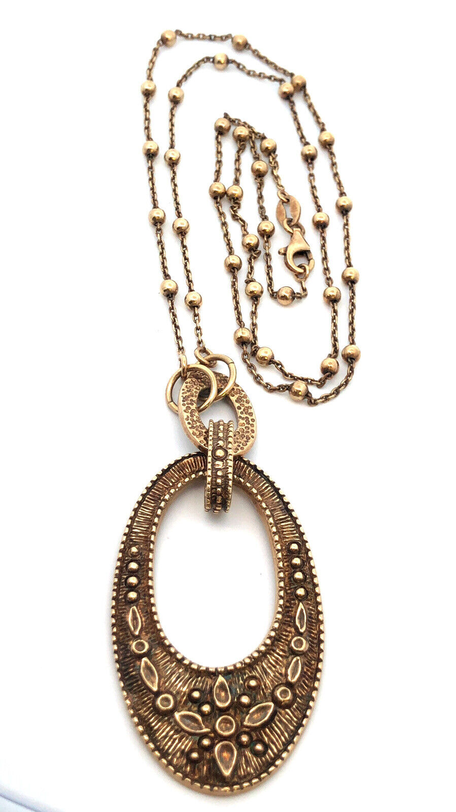 Designer Italy 925 Sterling Silver Vermeil Gold Tone Floral Pendant Necklace