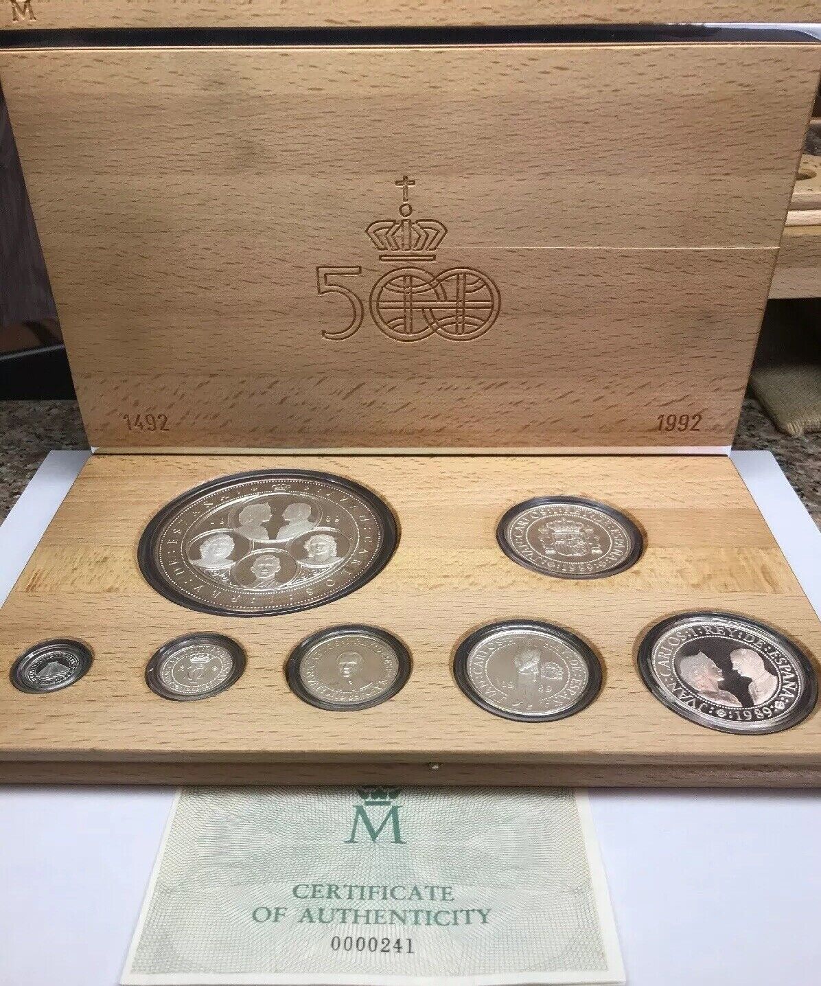 1989 Spain 500th Anniversary Discovery Of The Americas 7 Coin Silver Pesetas Set