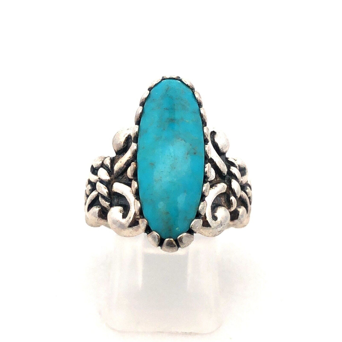 Native American Carolyn Pollack Anglo 925 Sterling Silver Oval Turquoise Ring