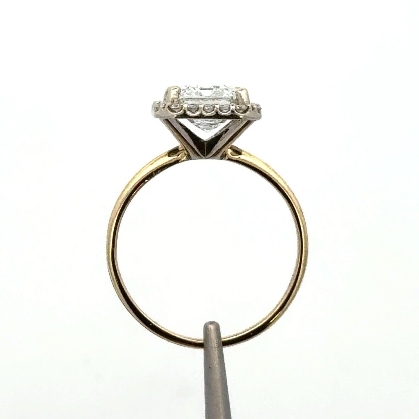 14K Yellow Gold Emerald Lab Created Diamond 2.55 TCW Halo Engagement Ring