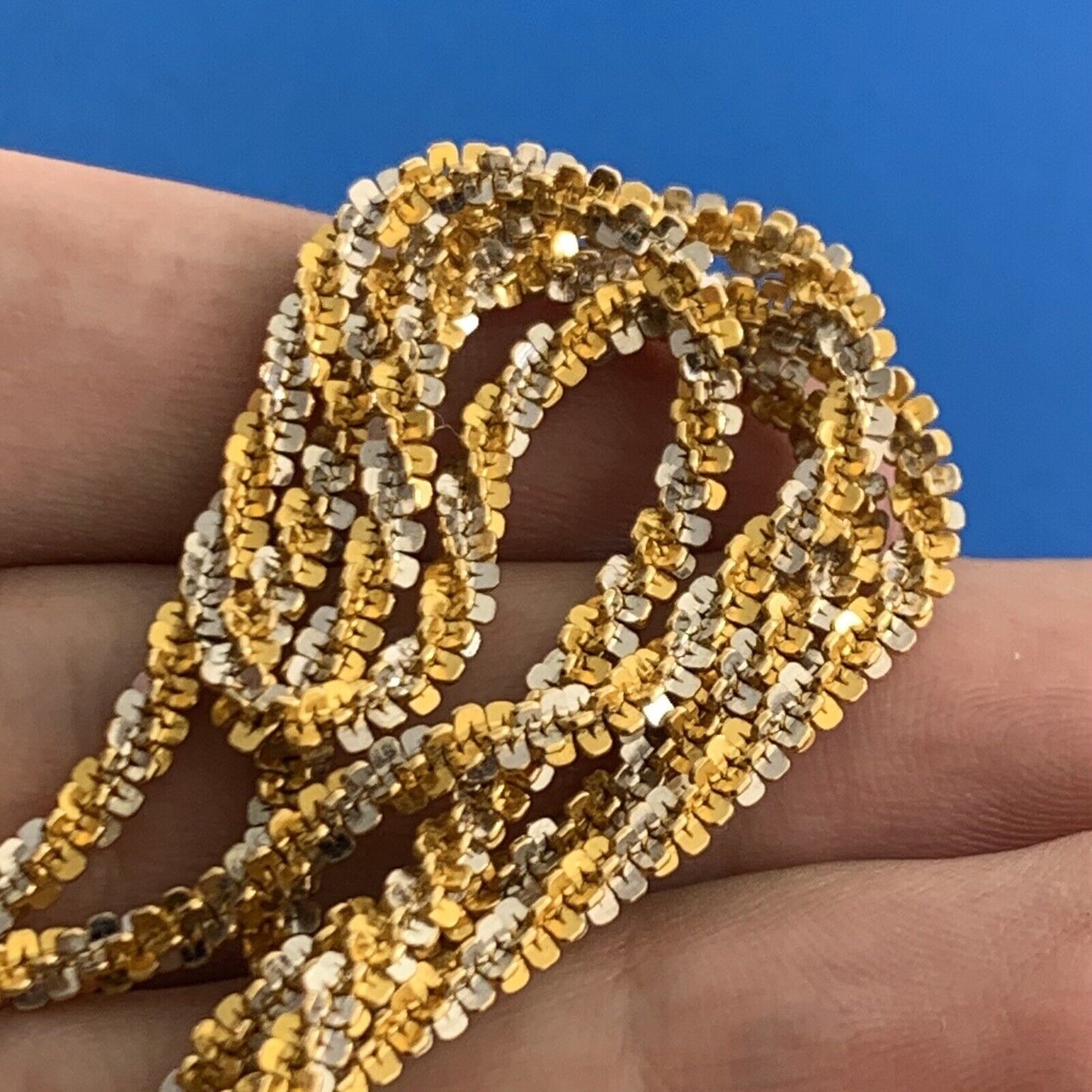 Designer Italy 14K White Yellow Gold Popcorn Fancy Link Chain Necklace
