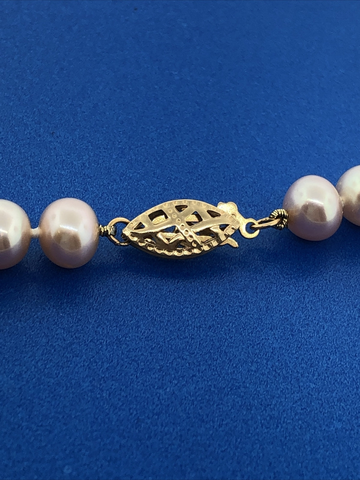 Gorgeous 14k Yellow Gold Pink 6.85mm Pearl 18" Strand String Necklace