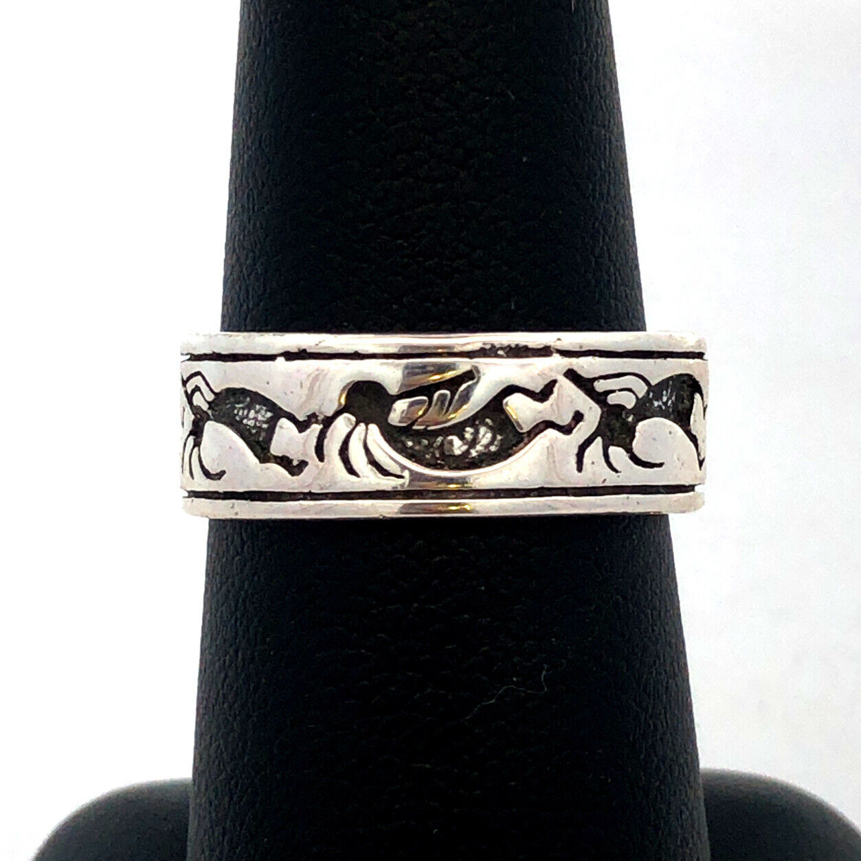 925 Sterling Silver Native American Shubes Manufacturing Kokopelli Band Ring