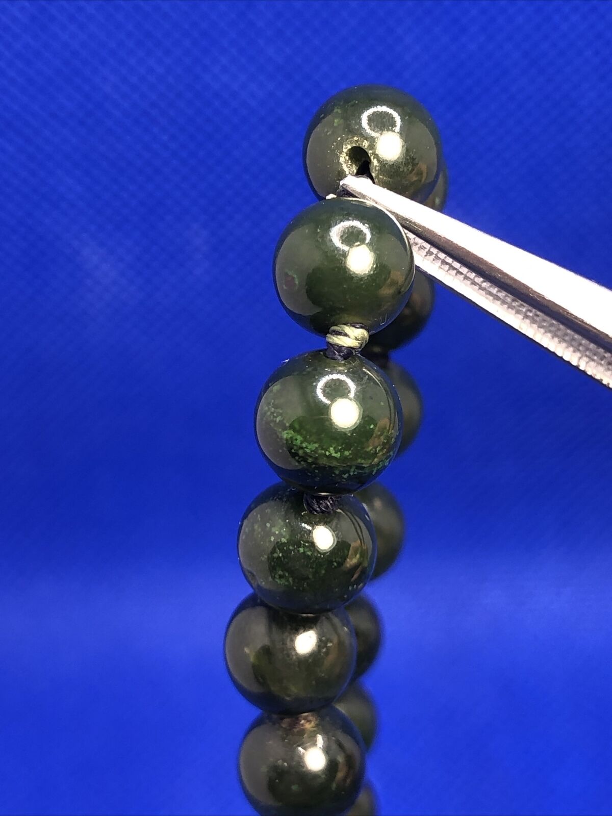 Estate Jade Imperial Wealth & Protection Gem Round Hand Knotted Bead Necklace