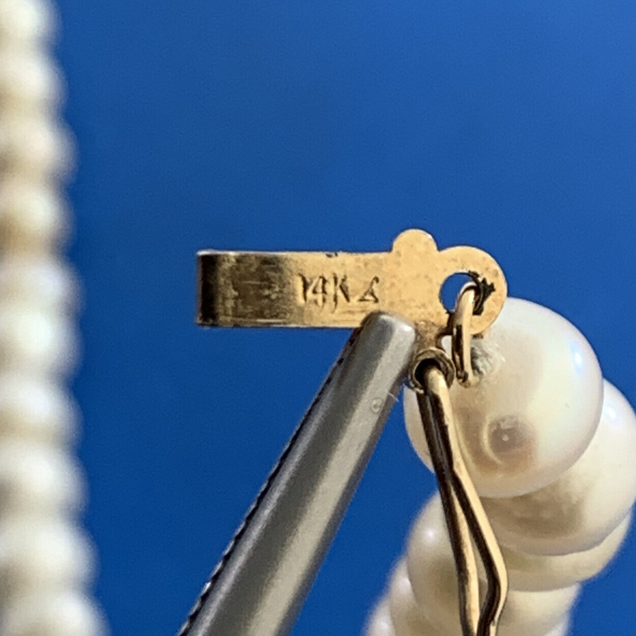 Estate 14K Yellow Gold Ivory Pearl Beaded Necklace