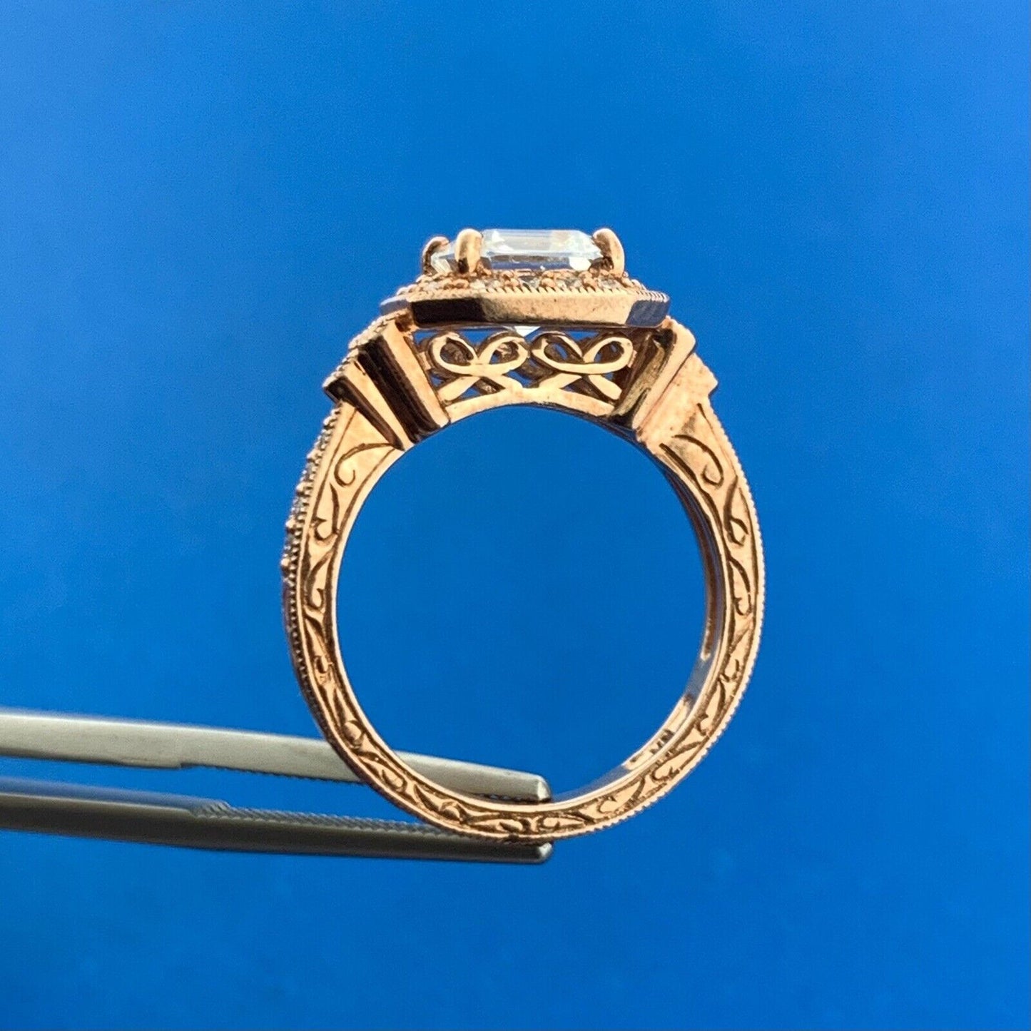 Designer 925 Sterling Silver Rose Gold Vermeil Cubic Zirconia Halo Bridal Set
