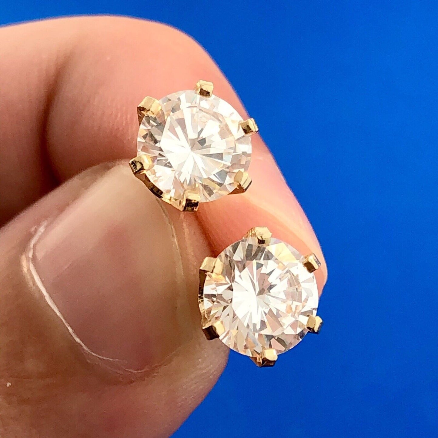 14k Yellow Gold Ladies CZ Cubic Zirconia Stud Earrings 5.06 Carat ct
