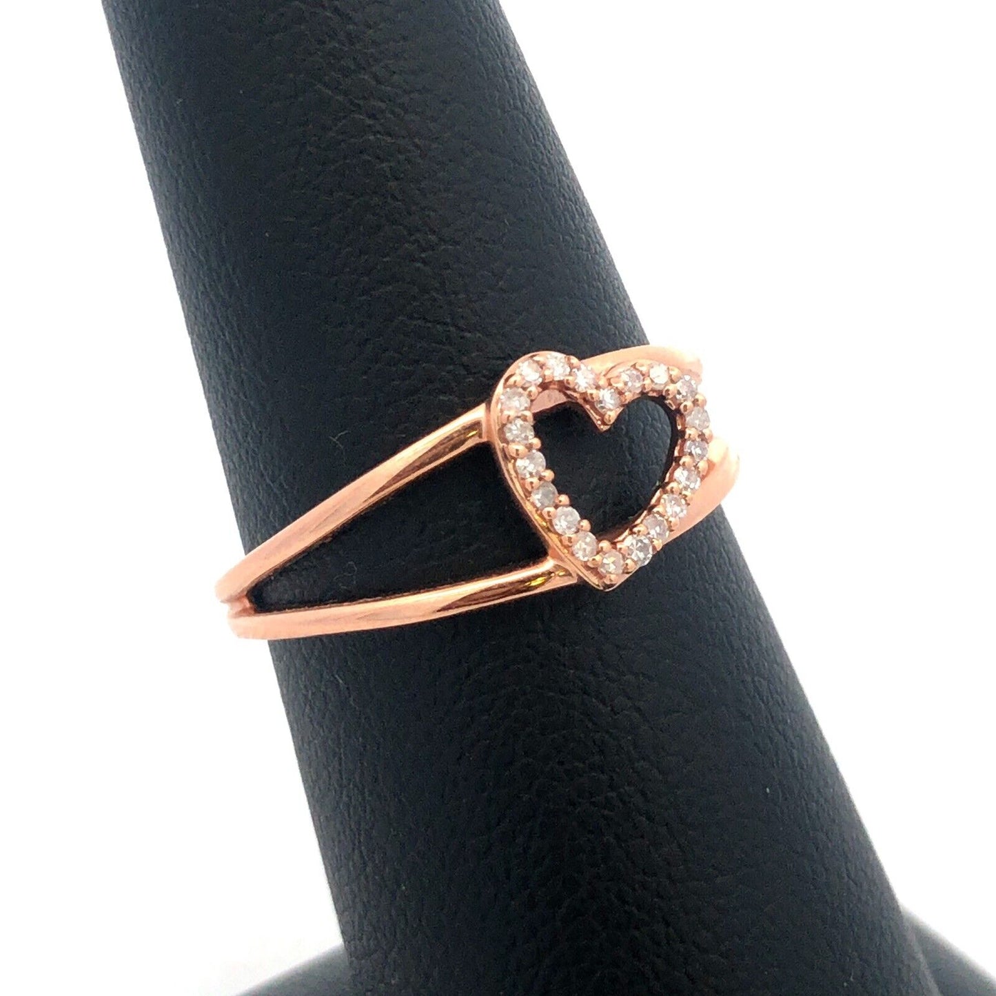 Designer 14K Rose Gold Diamond Heart Sweetheart Promise Anniversary Ring