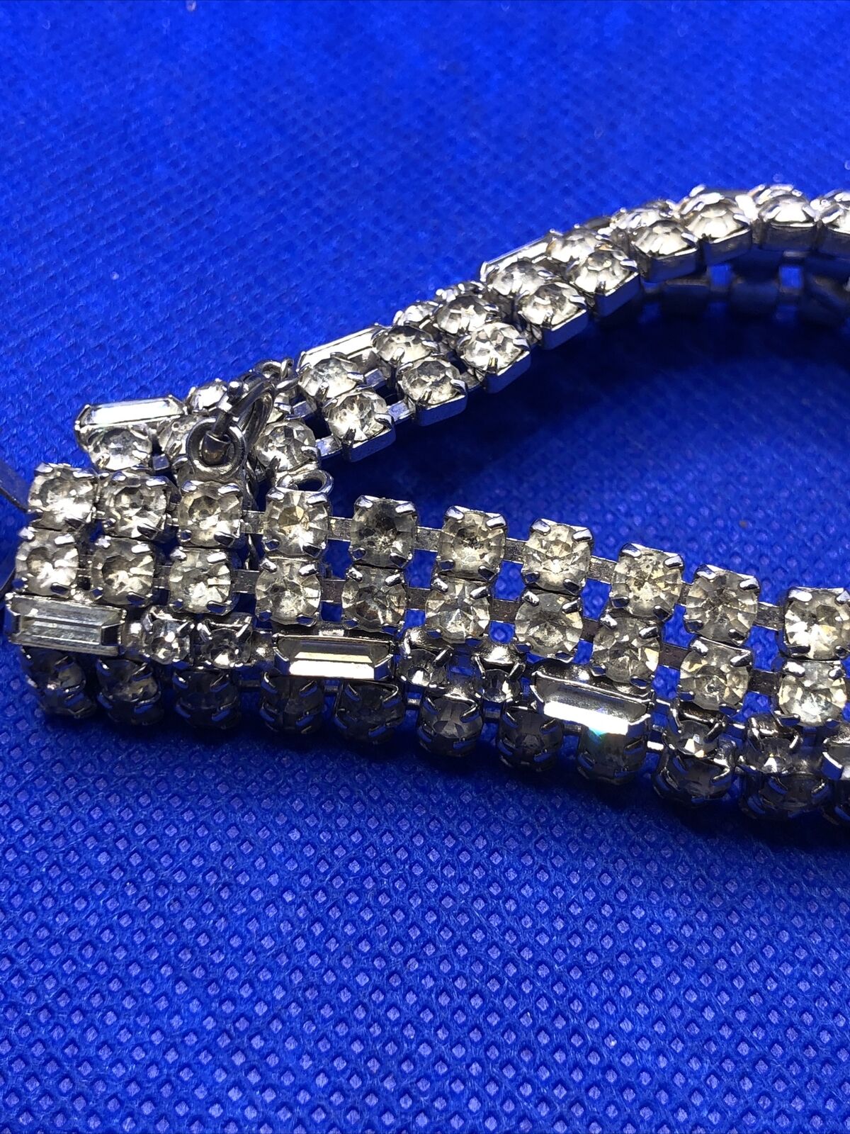 Vintage Weiss Runway Couture Rhinestone Silver Tone Statement Bracelet