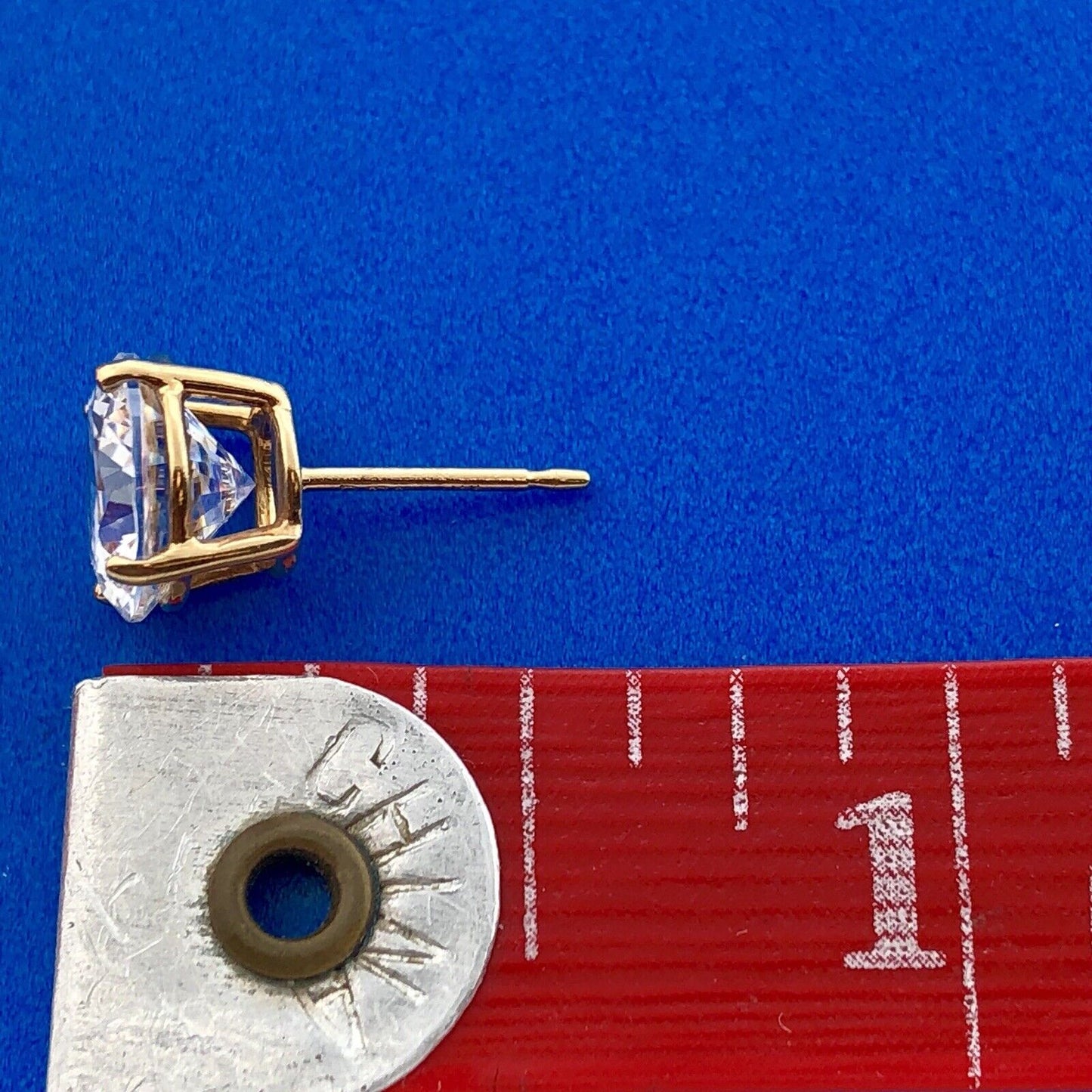 Stunning 14K Yellow Gold Round 4tcw Cubic Zirconia Wedding Bling Stud Earrings