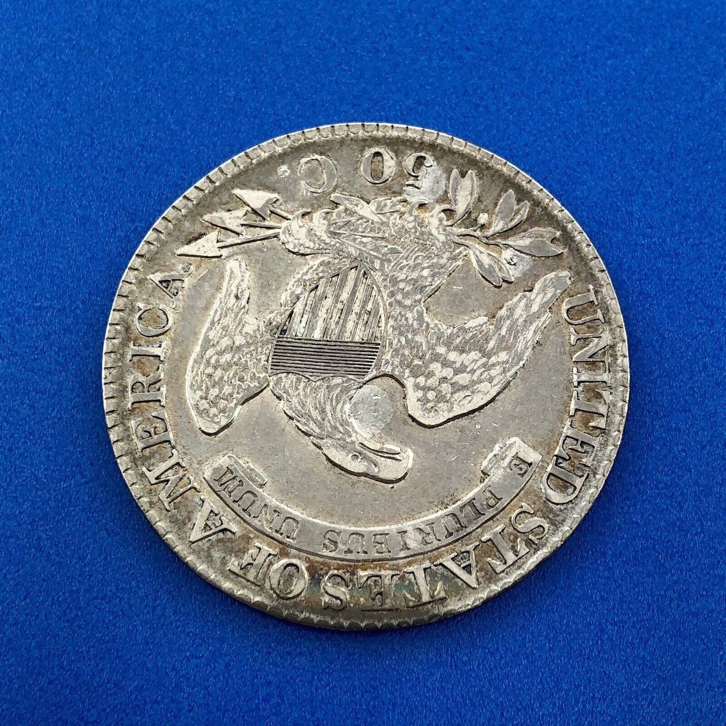 1827 P Capped Bust Silver Half Dollar 50c Early Philadelphia Mint Sunset Tones
