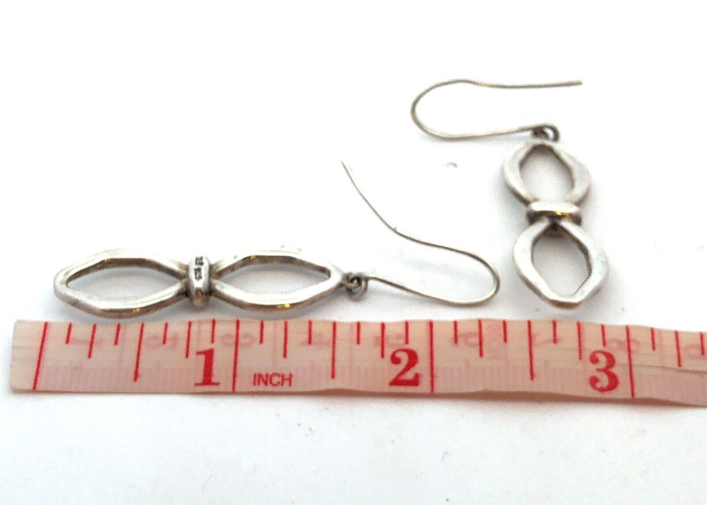 Vintage T&B 925 Sterling Silver Modernist Infinity Hook Dangle Earrings