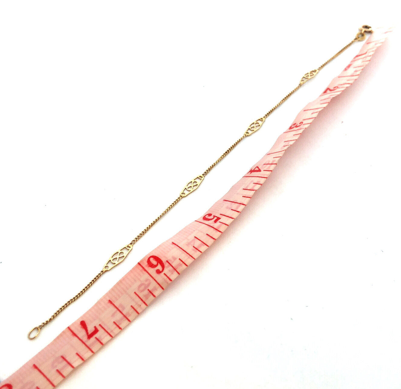 Designer Aurea Italy 14K Yellow Gold Infinity Station Chain Bracelet