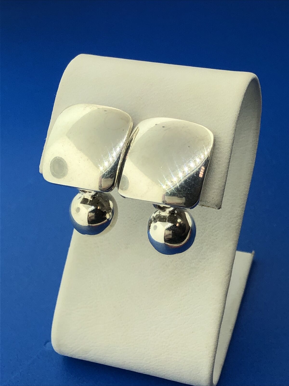 Silpada 925 Sterling Silver Modernist Geometric Ball Square Dangle Stud Earrings