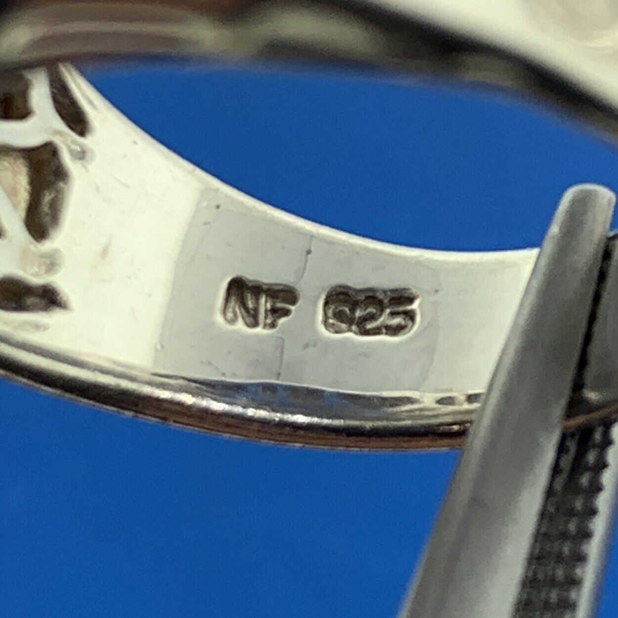 Designer NF Sterlling Silver 925 Hammered Square Dome Statement Cocktail Ring