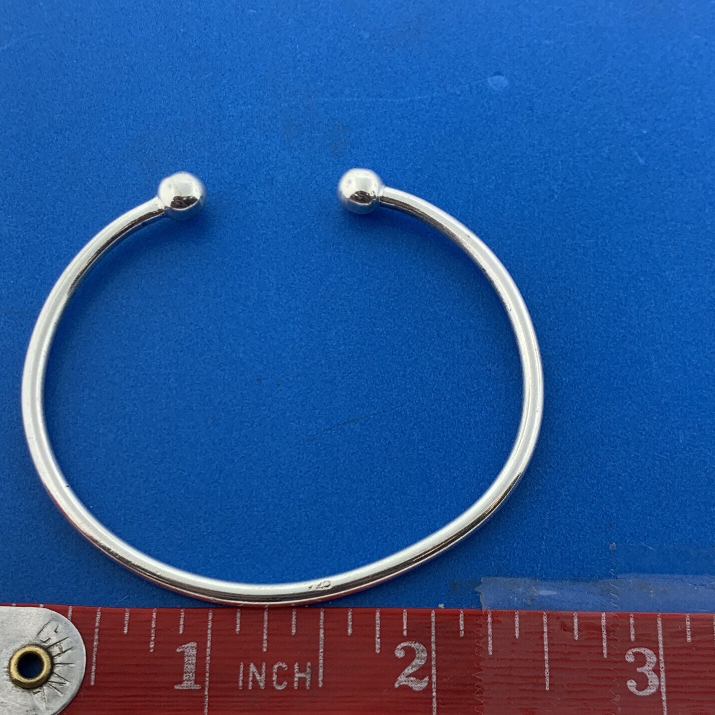 Modernist 925 Sterling Silver Polished Ball Capped Open Cuff BraceletGap