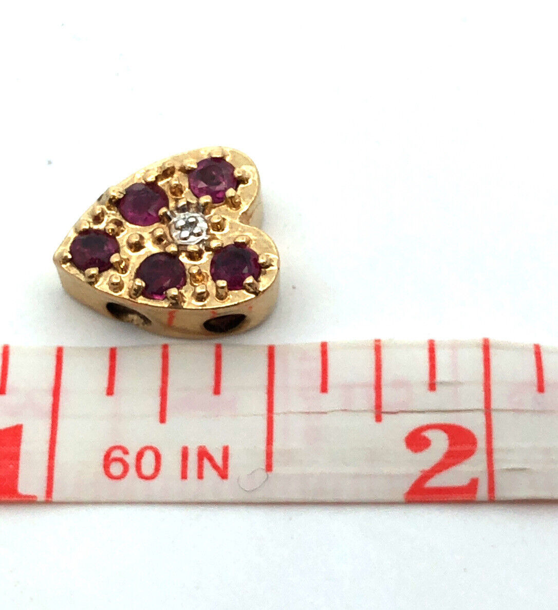 Richard Klein KLJCI 14K Yellow Gold Ruby Diamond Heart Slide Bracelet Charm