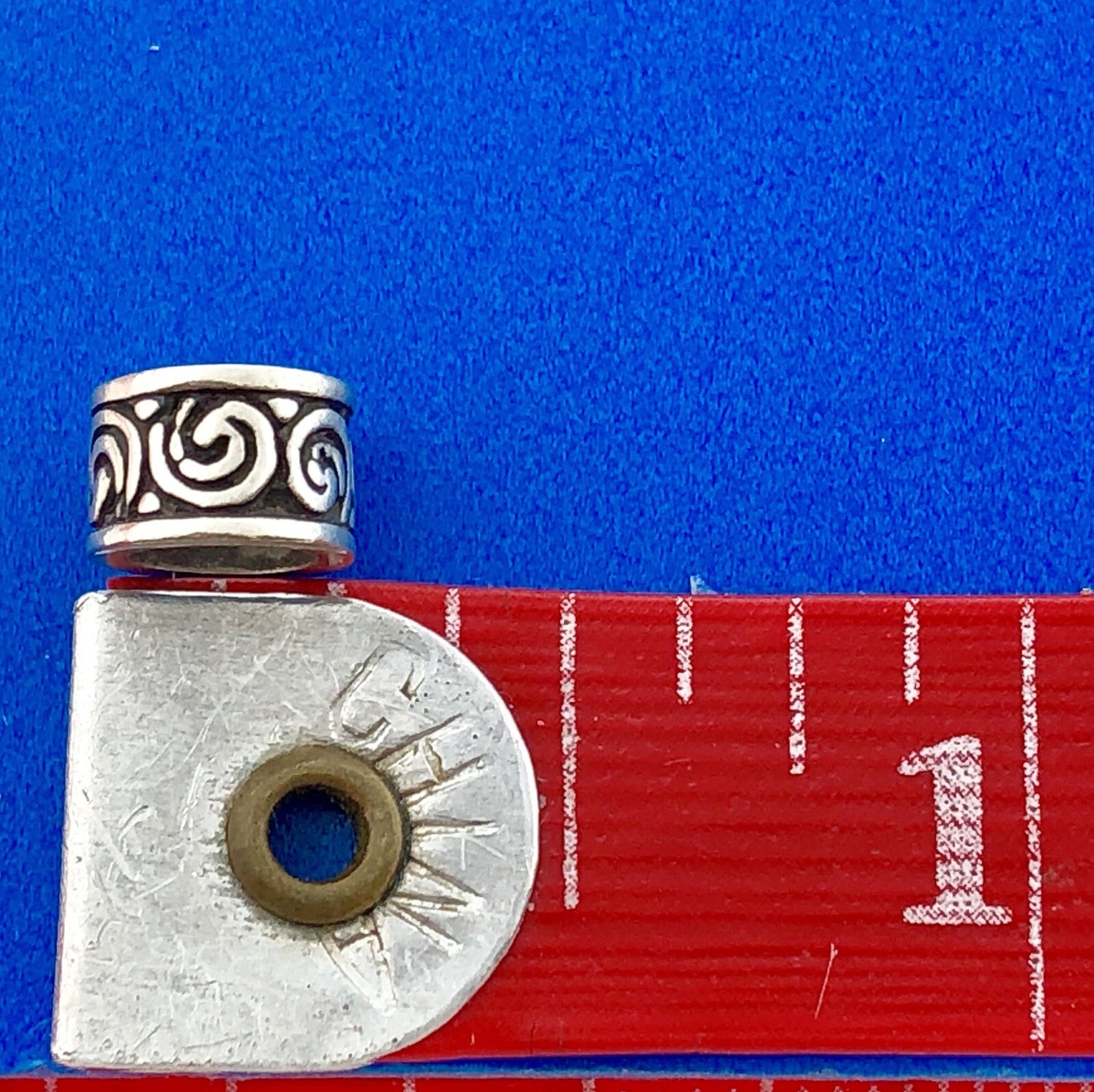 Designer 925 Sterling Silver Itaglio Modernist Swirl Slide Bracelet Spacer Charm