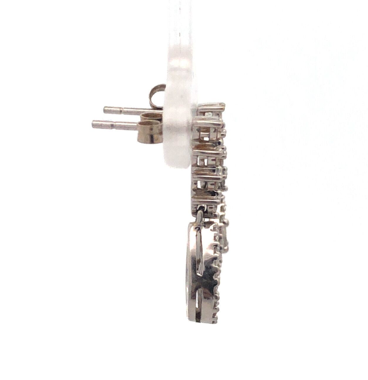 Designer 14K White Gold Diamond Dangle Drop Stud Earrings