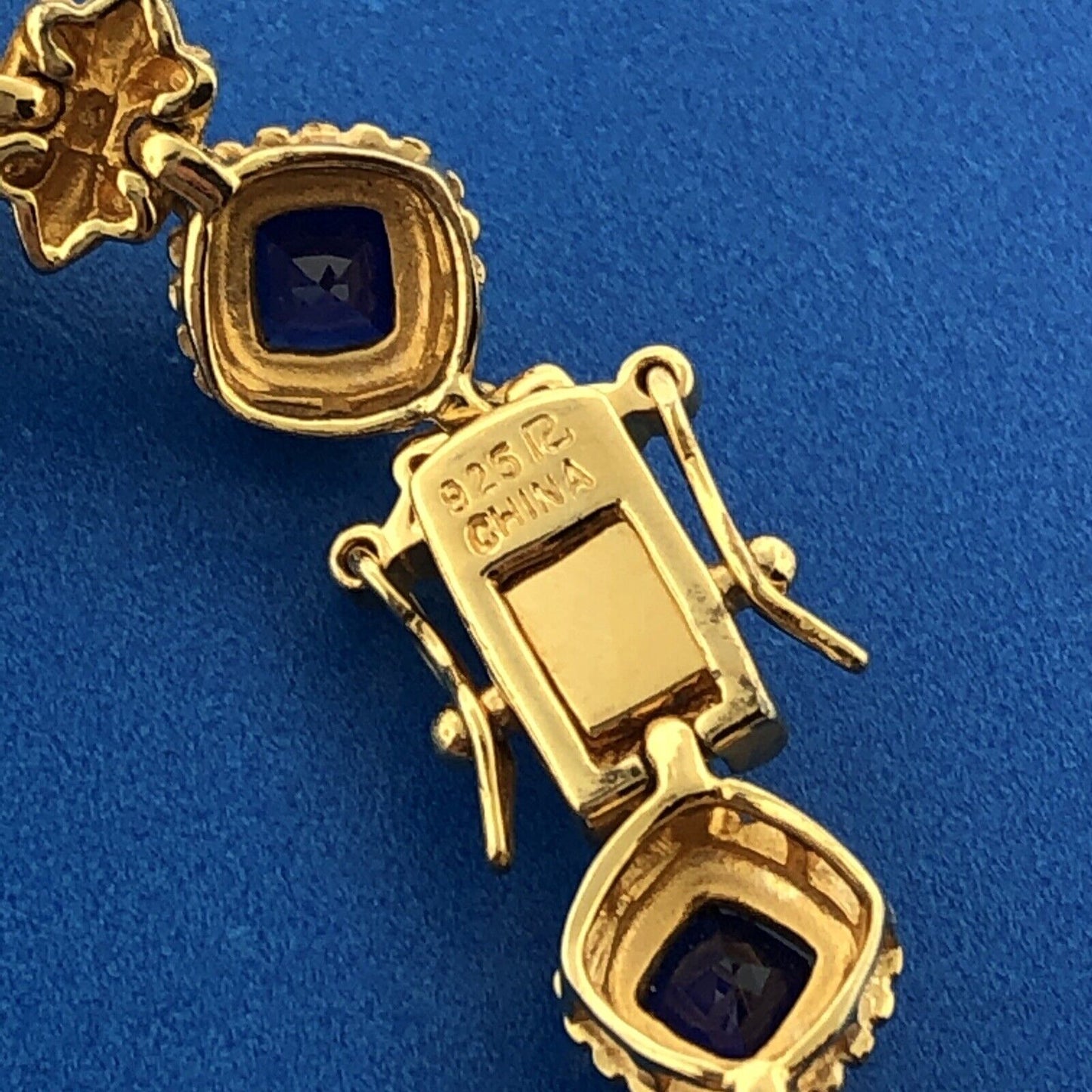 Designer 925 Sterling Silver Vermeil Synthetic Ruby Sapphire Tennis Bracelet