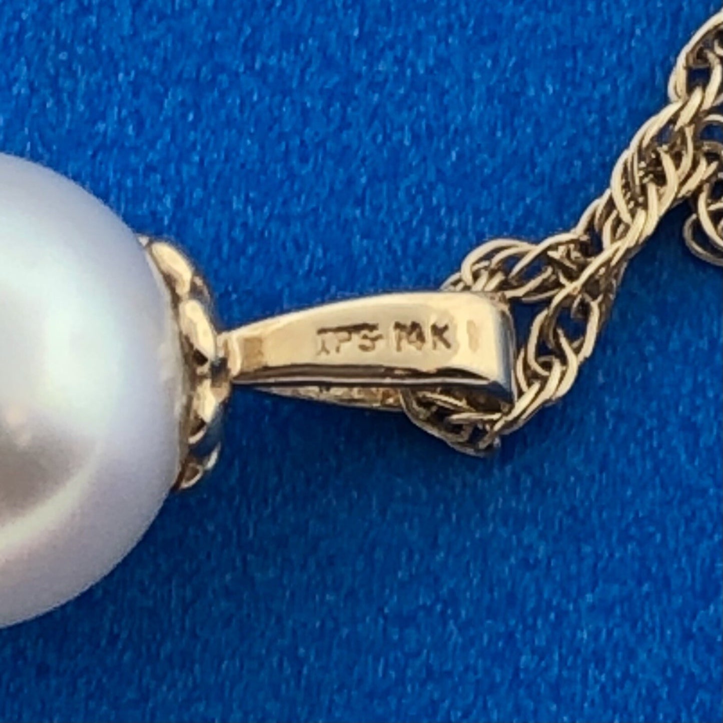 Designer IPS 14k Yellow Gold White 7.34 mm Pearl 18" Double Oval Link Necklace