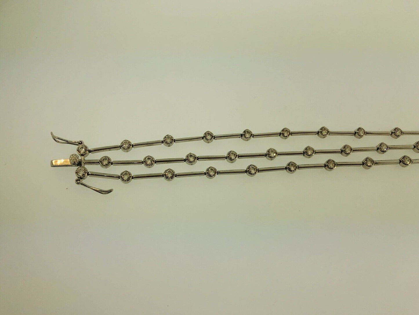 Designer SW Sterling Silver 925 Cubic Zirconia Three Strand Station Bracelet