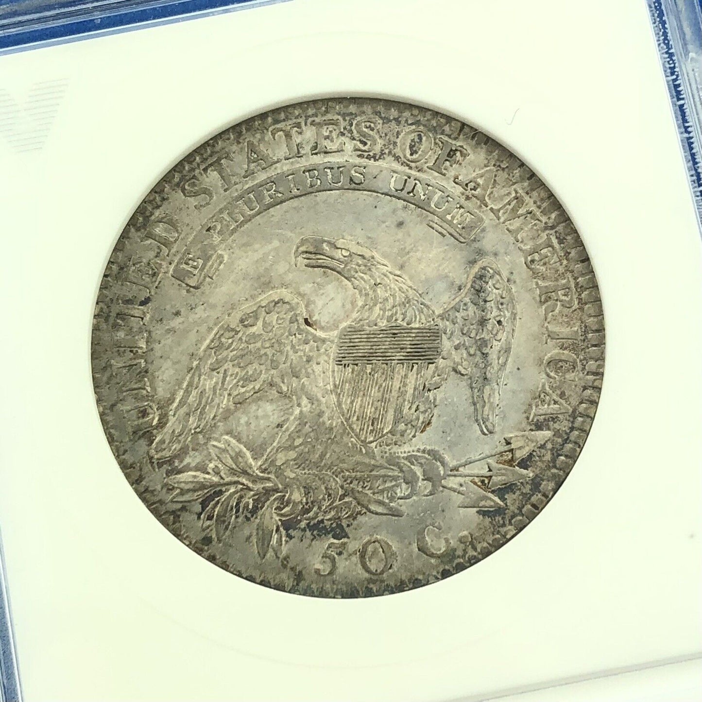 1819/8 Capped Bust Silver Half Dollar 50c Lettered Edge ANACS AU53 Details Coin