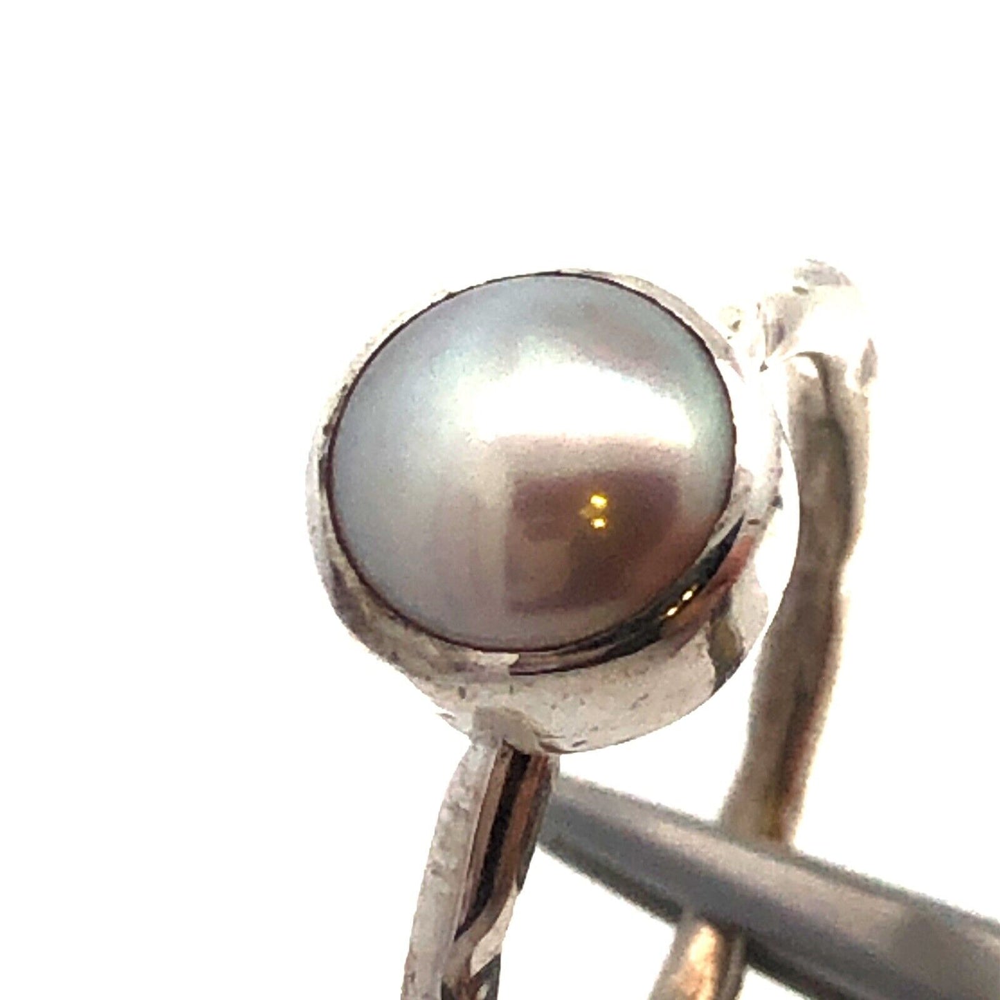 925 Sterling Silver Round Light Pink Pearl Solitaire Occasion Ring