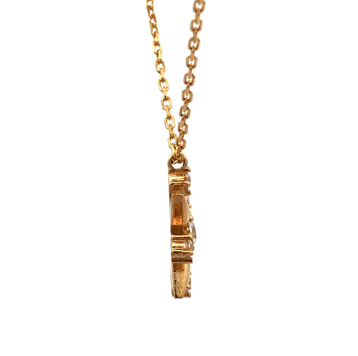 Retro 10K Yellow Gold Round Cubic Zirconia Star Burst Snowflake Pendant Necklace