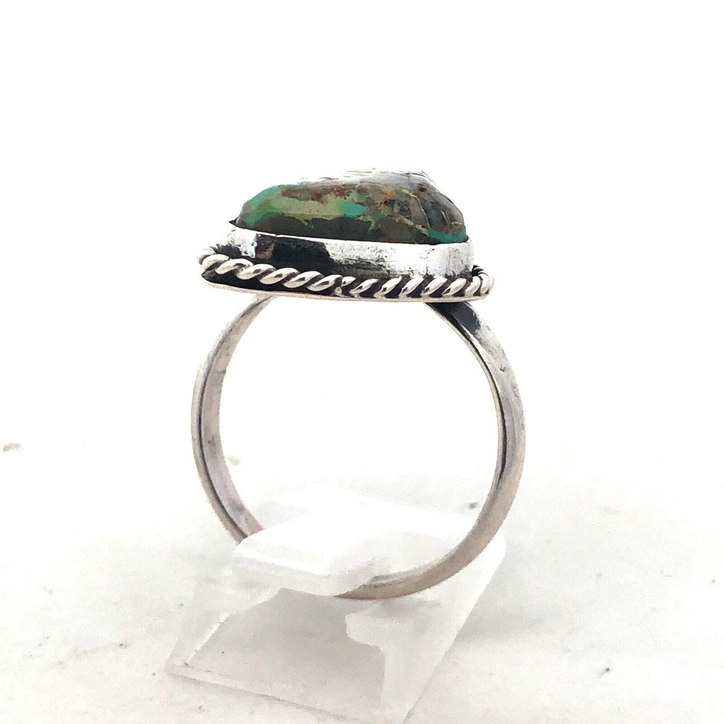 Native American Unsigned Old Pawn 925 Sterling Silver Turquoise Cabochon Ring