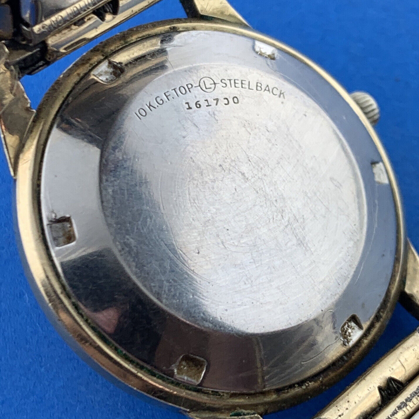 Mid Century Zodiac 10K Gold Filled Autographic Mens Flex Band Wrist Watch Runs