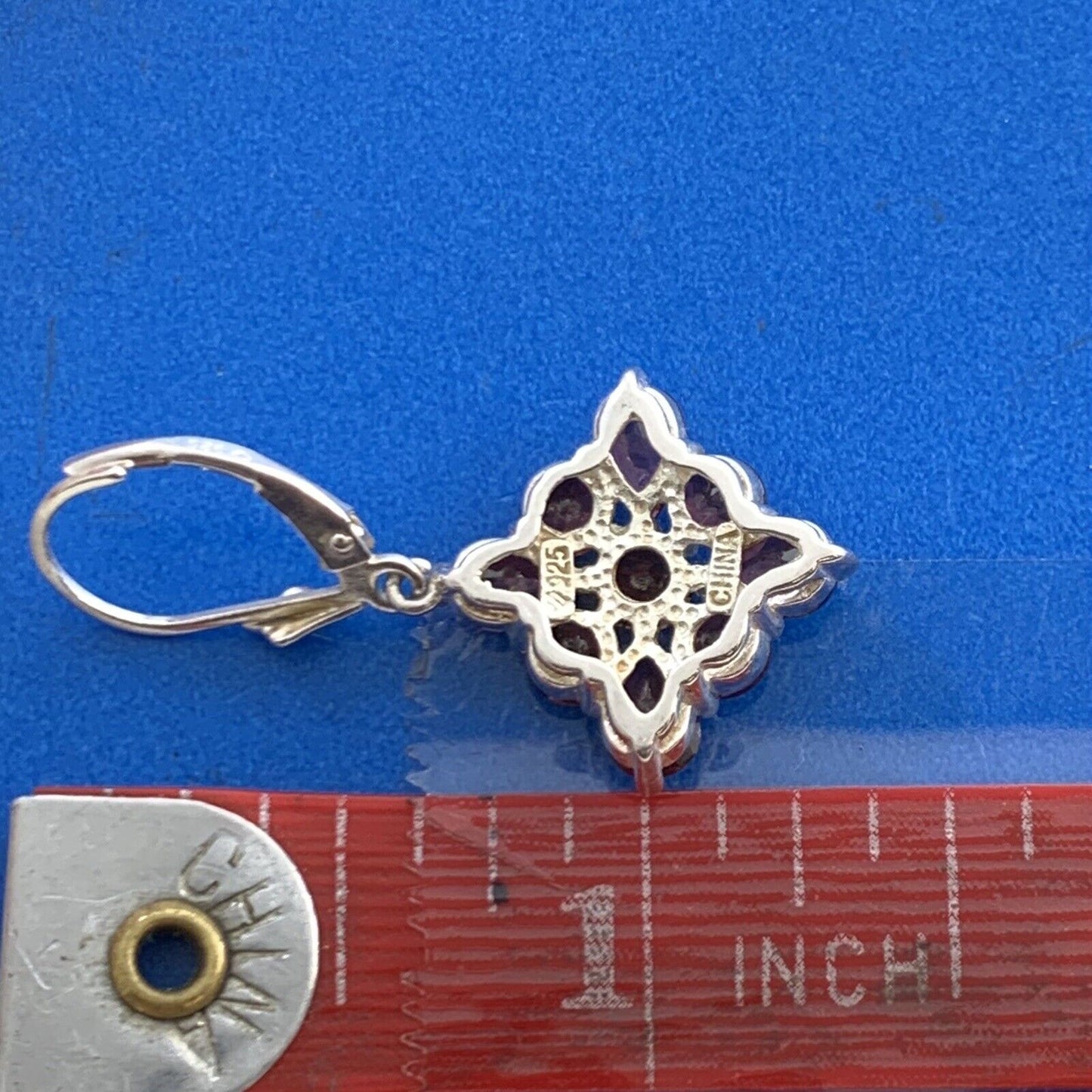 Designer 925 Sterling Silver Round & Pear Shaped Garnet Drop Leverback Earrings